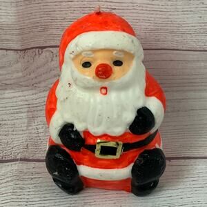 Vintage Santa Claus Figurine Wax Candle 5" Tall